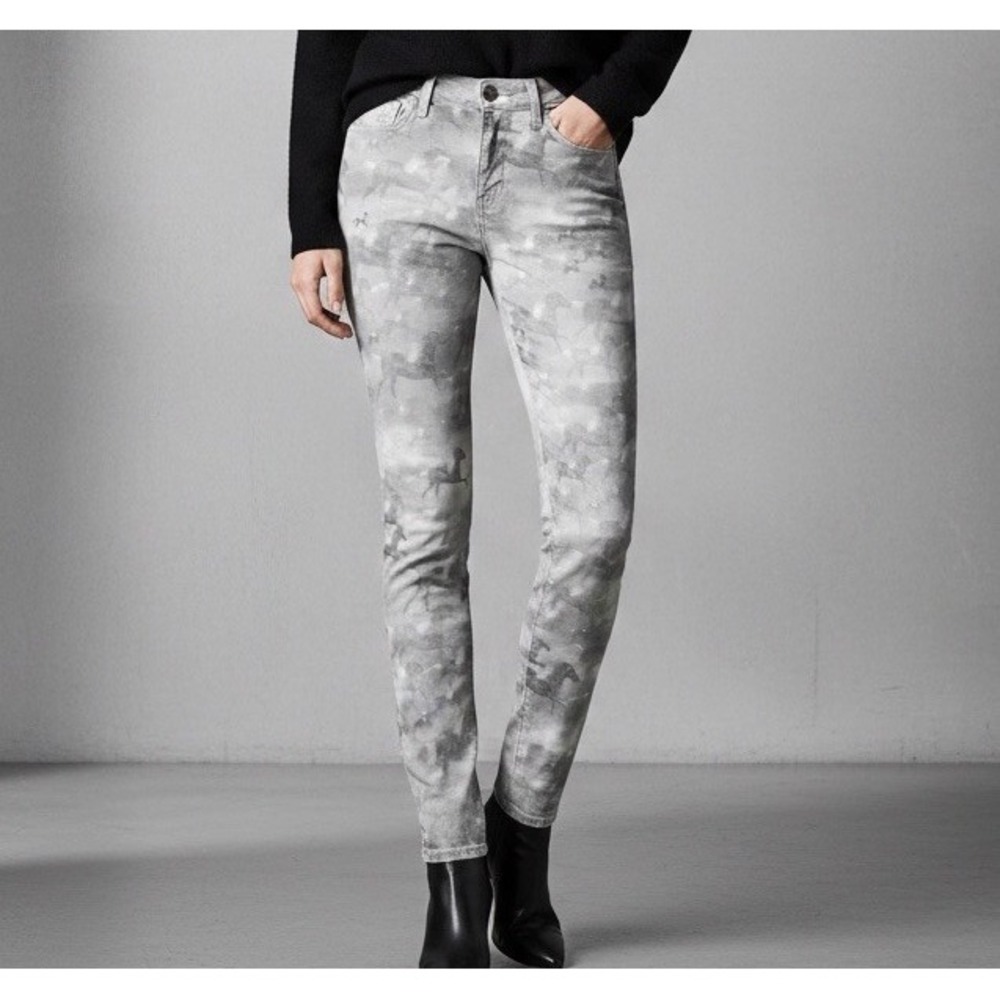 PAIGE Hoxton Ultra Skinny Jeans‎ Grey Galloping Horse Print High Rise Sz 30 RARE